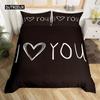 Black and White Duvet Cover Set King and Queen Bedding Set for Couple Romantic Valentine's Day Presents Polyester Duvet Cover