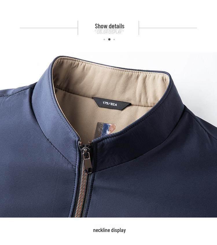 Pierre Cardin Men's Stand-Up Collar Cotton Jacket, Dad Style, Thickened for Autumn/Winter 2025.