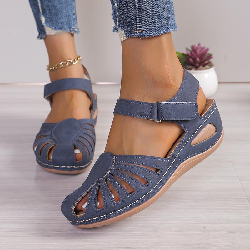 Fashion 2024 Summer Women Wedge Sandals Premium Orthopedic Open Toe Sandals Vintage Anti-slip Leather Casual Female Platform Retro Shoes