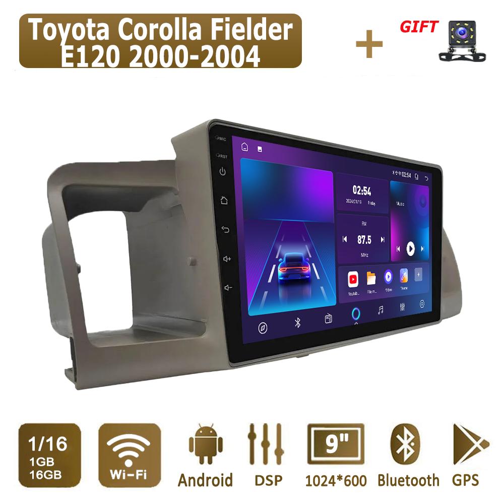 Android Carplay автомобильное радио для Toyota Corolla Fielder E120 2000-2004 мультимедийный проигрыватель головное устройство стерео GPS навигация BT WIFI 4+64 ГБ