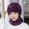 Женская осенне-зимняя теплая шапка из меха кролика выдры, универсальная защитная шапка для ушей, вязаная меховая шапка, комплект шарфов