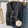 Женский вязаный жилет Жилет Женский новый весенне-осенний вышитый свитер-жилет