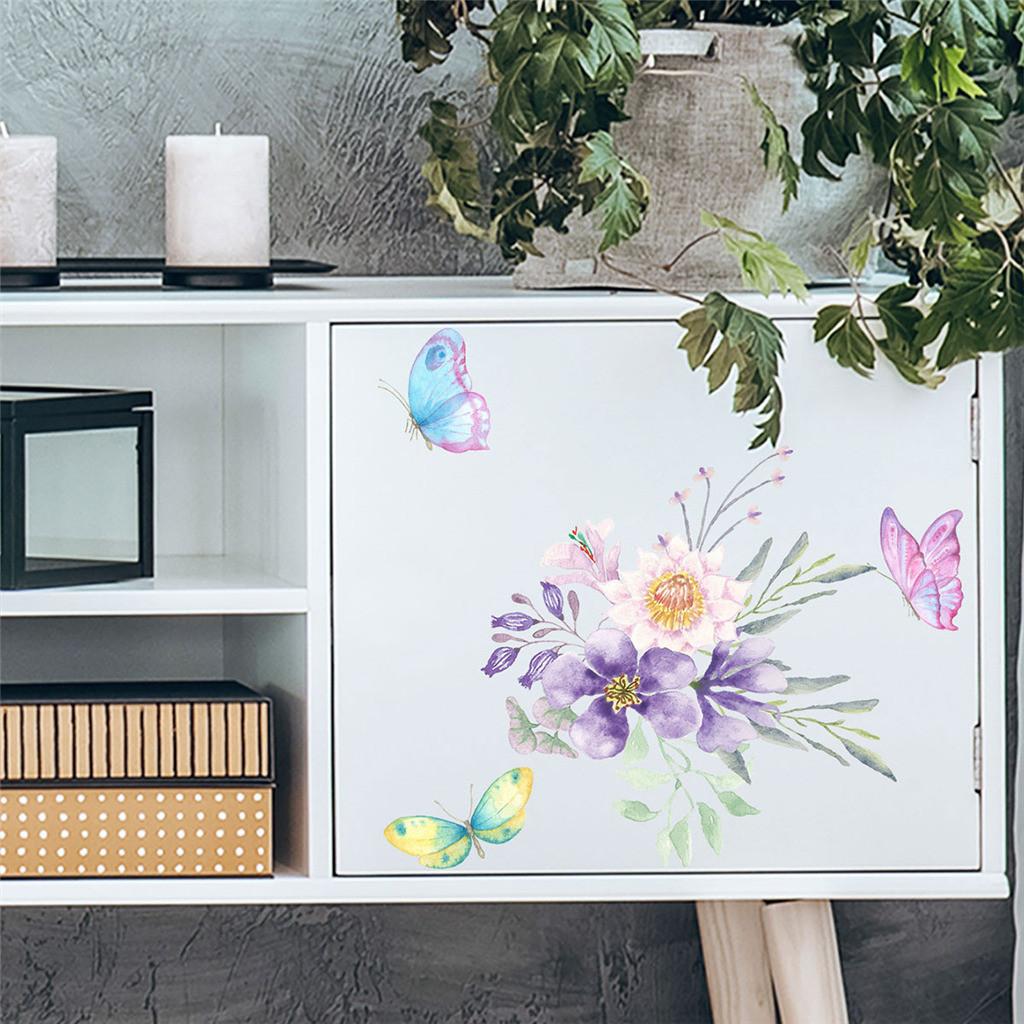 Цветок бабочка стикер стены холодильник шкаф туалет украшения стикер
