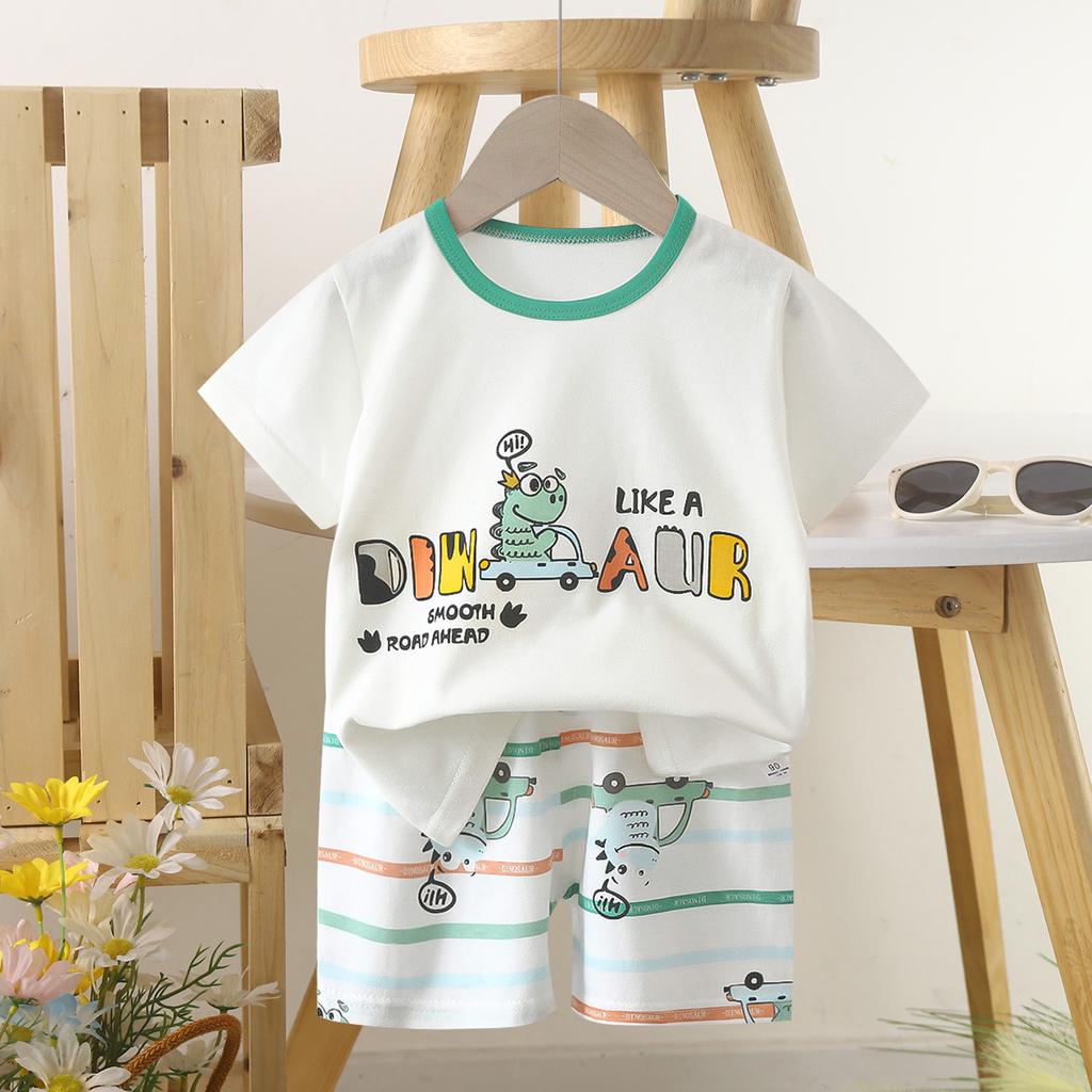 Children's Casual Short-sleeved Summer Cotton T-shirt Set for Boys and Girls