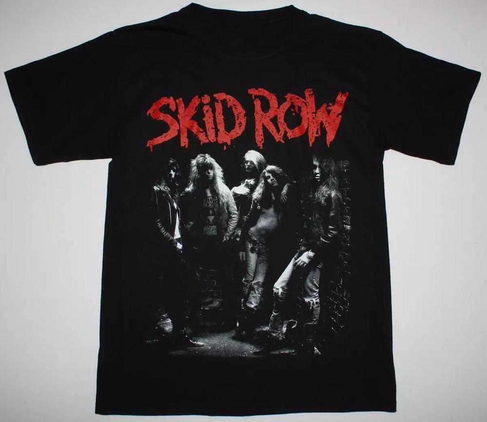 Винтажная мужская хлопковая черная футболка с коротким рукавом Skid Row KN652 Унисекс футболка