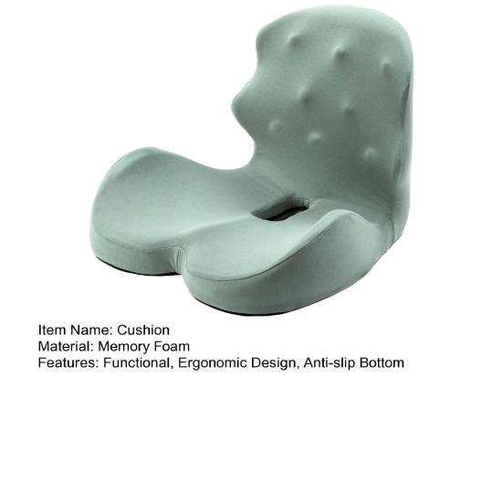 Seat Cushion for Long Sitting Hours Memory Foam Buttocks Cushion with Back Support Ergonomic Sciatica Relief Cushion for Office Chair Home Travel