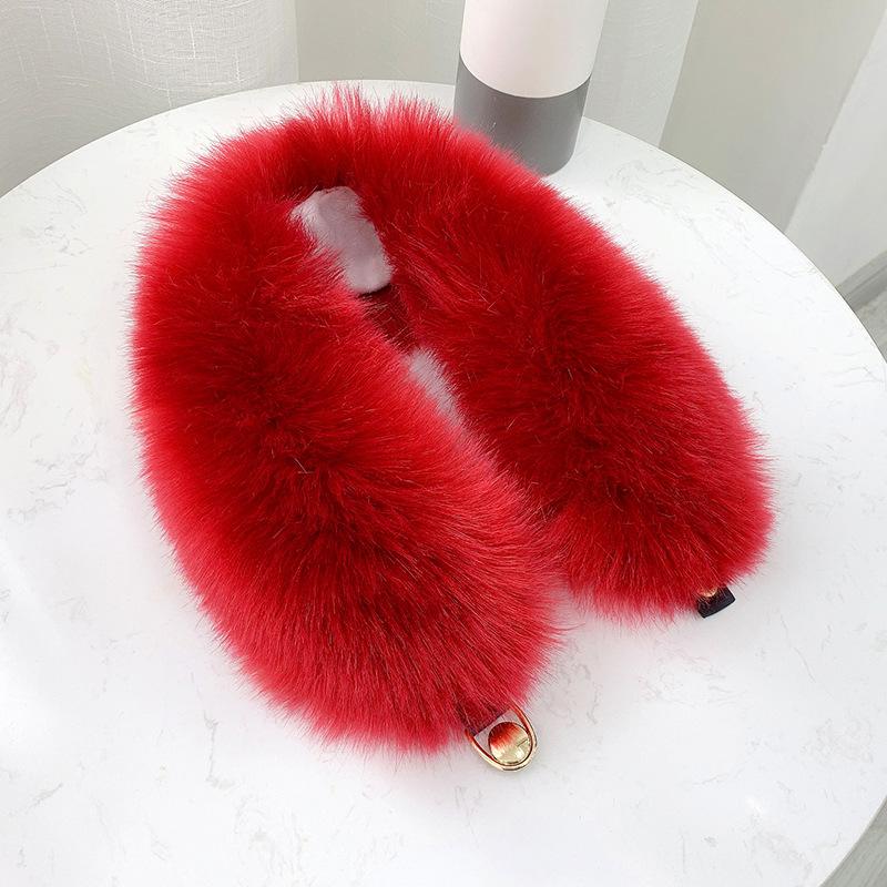 Winter Plush Thickened Warm Imitation Fox Hair Snap Button Scarf Versatile Women's Imitation Fur Scarf