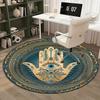 Hamsahand eye symbolmandala round rug crystal velvet floor mat bohemian spiritualdecor living roombedroom yoga meditation carpet