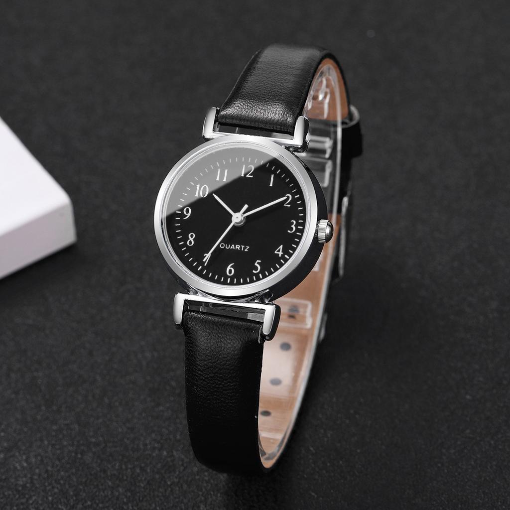 Женские часы Простой кожаный ремешок Аналоговые кварцевые наручные часы для дам Часы