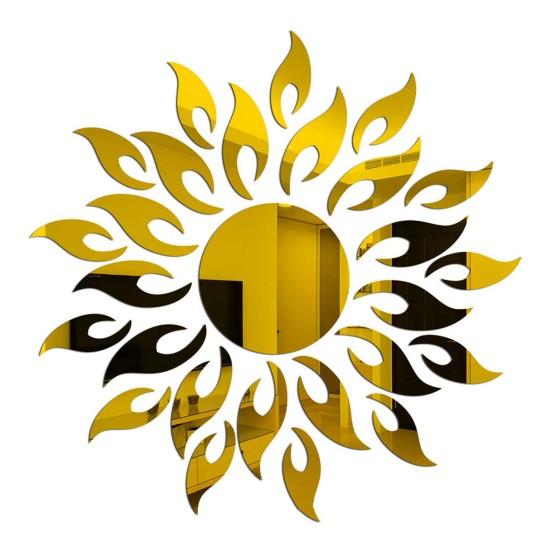 Practical Mirror Wall Decor Ornamental No Residue Acrylic Bedroom Sunflower 3D Background Wallpaper