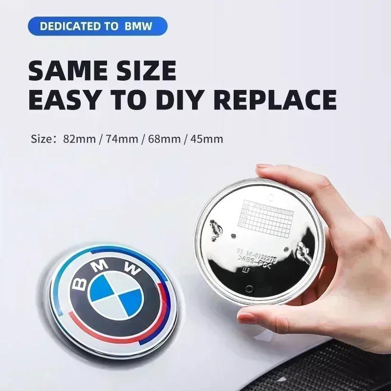 7pcs Front Hood Emblem Car 50th Anniversary Logo 82mm+Rear Badge 74mm+Wheel Hub Cap 68mm Decoration Cover Styling for BMW M QD4