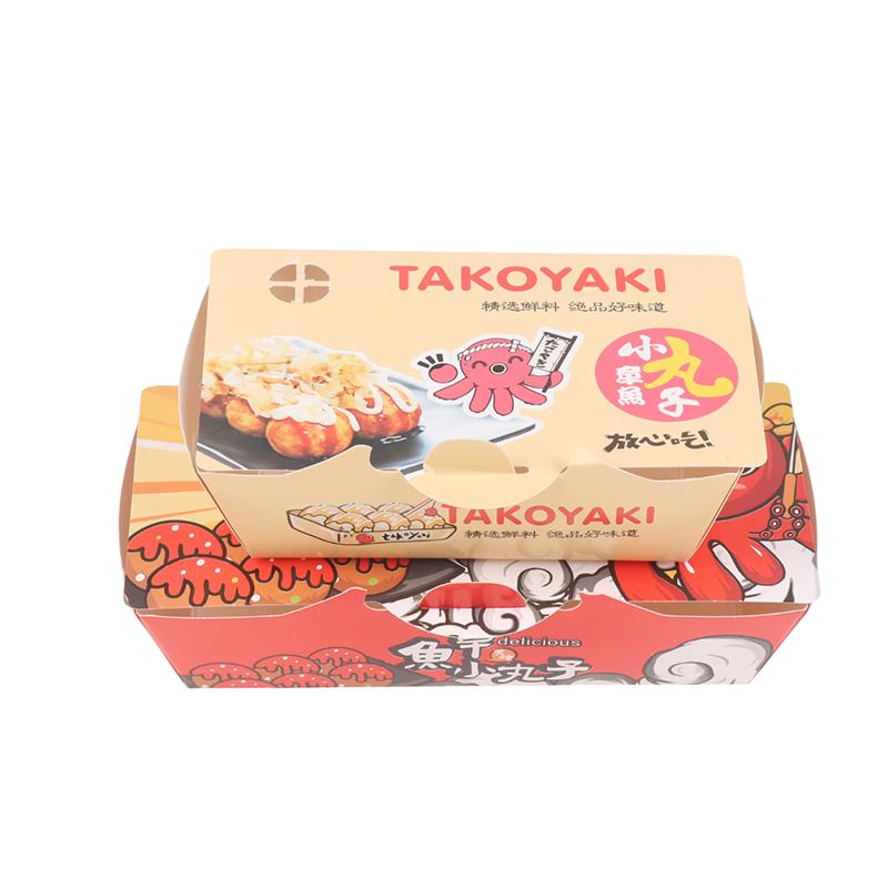 50 шт. Упаковочная коробка для такояки Японская уличная еда Такояки Одноразовый бумажный контейнер-коробка для упаковки закусок на вынос