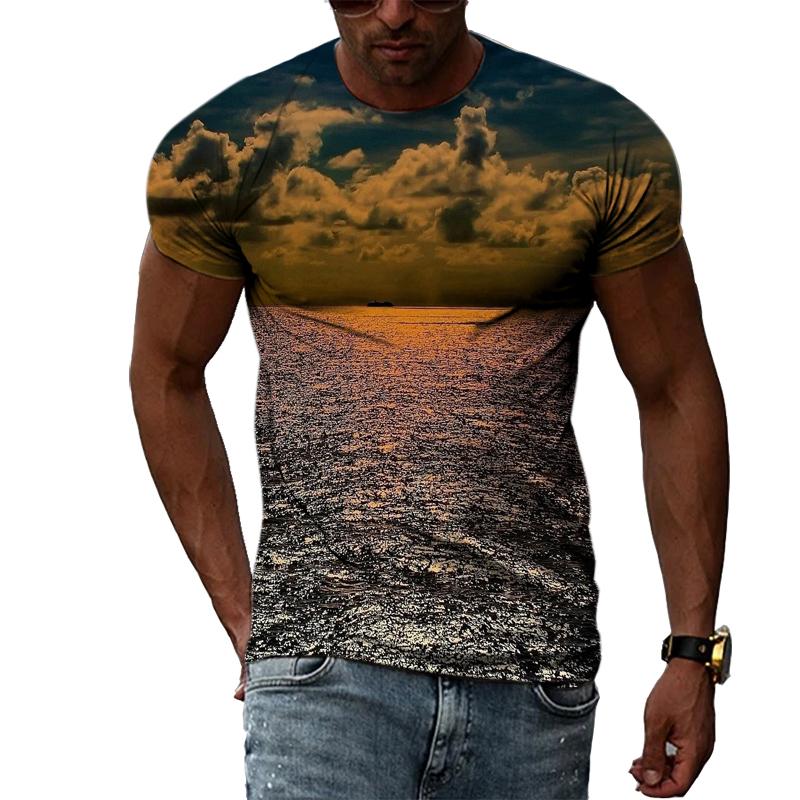 New 3D Trendyol Men Natural Landscape Graphic T Shirts Summer Fashion Hip Hop Casual Print T-shirt Personality Handsome Tee Top
