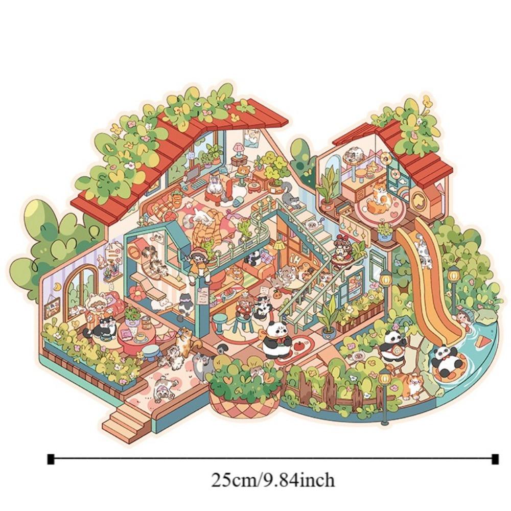 Forest Party 3D Landscape Sticker Paper Plus Size Cabin Scene Game Stickers  Children/Kids