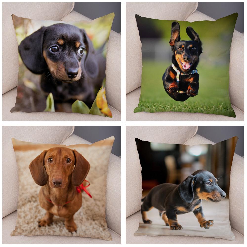 Mini Dachshund Cushion Cover Decor Pet Animal Pillowcase Sofa Home Children's Room Pillowcase