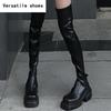 Elastic Slimming Women Over The Knee High Boots Fashion Back Zippers Shoes Square Heel Autumn Winter Ladies Knight Long Booties
