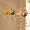 Crystal Sun Catcher Crescent Moon Sun Catcher Rainbow Maker Prism Ornament for Window Balcony Bedroom Garden Hanging