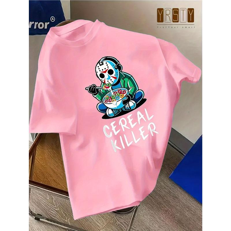 Европейские размеры Детская футболка с принтом Cereal Killer - Повседневная футболка с коротким рукавом с рисунком мультяшного персонажа, Летняя одежда, Удобная одежда