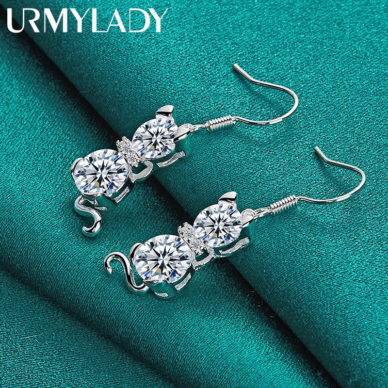 925 Sterling Silver Fox Zircon Earrings For Women Charm Jewelry