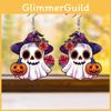 Themed Ghost Halloween Pumpkin Flower Pattern Women Alien Earrings Acrylic