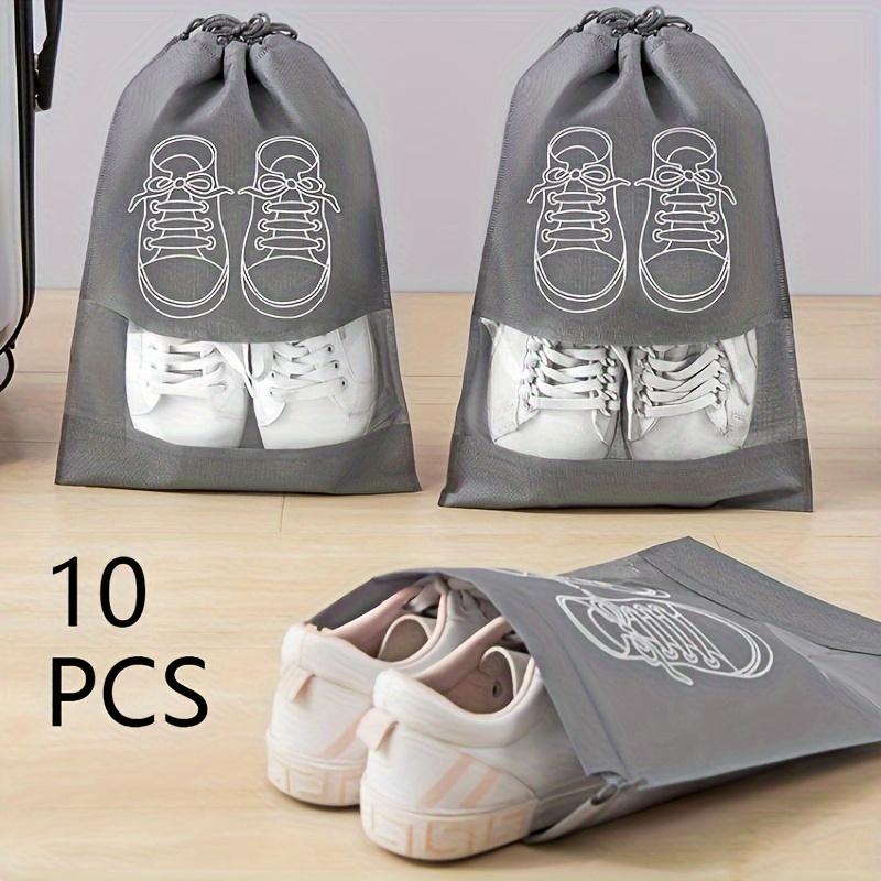10pcs Ultra-Lightweight Waterproof Transparent Non-Woven Shoe Storage Bags for Travel & Home Organization