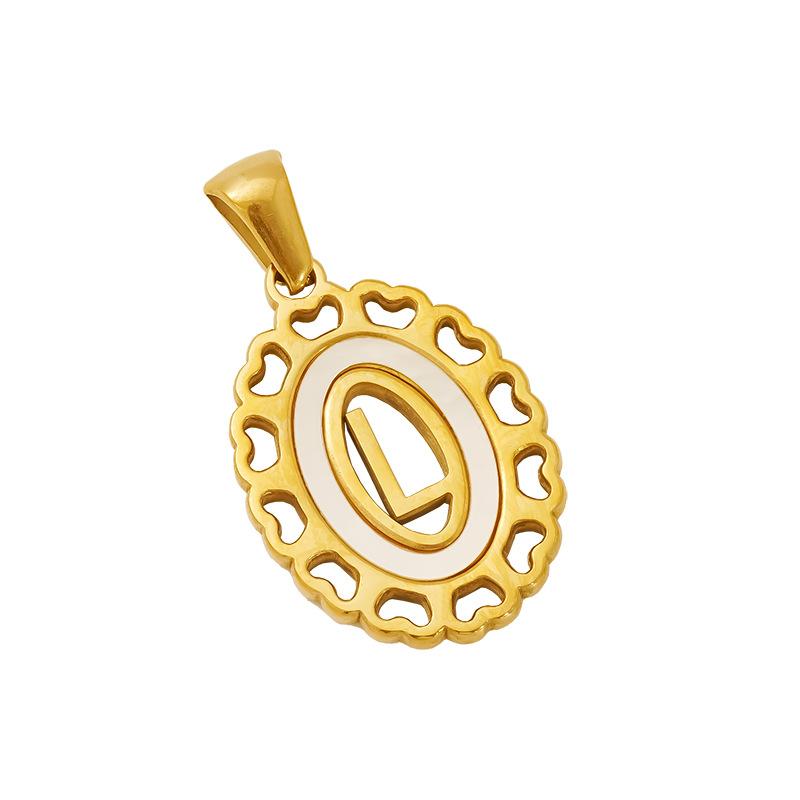 New Fashion Versatile Stainless Steel Letter Necklace 18k Gold Hollow Hip Hop Street Titanium Steel Pendant
