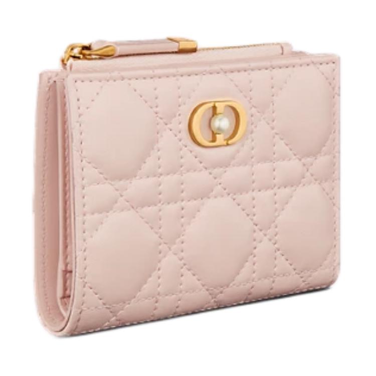 Dior Jolie Dahlia CD Logo Snap Closure Lambskin Wallet Women Wallet Light-Pink S3113UNJB-M413