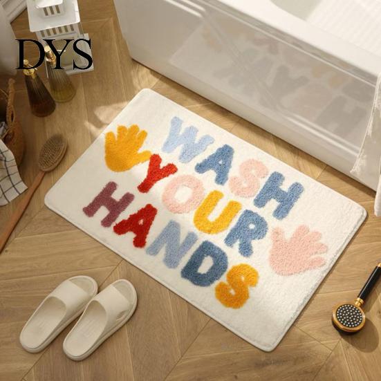 Decorative Bedroom Floor Mat Modern Bath Mat, Absorbent Non-Slip Bathroom Rug, Fun English Letters, Water Foot Pad Machine Washable Cozy Rug
