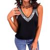 Летний новый стиль простой и универсальный V-образный вырез бисерный безрукавный жилет женский топ