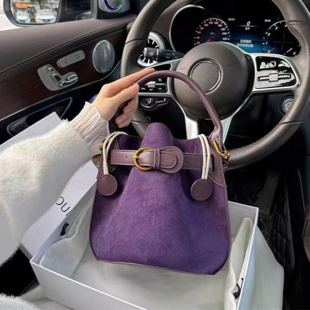 Purple, Velvet Bags, Bucket Bags, Women's Bags, Single-shoulder Bags, Crossbody Bags