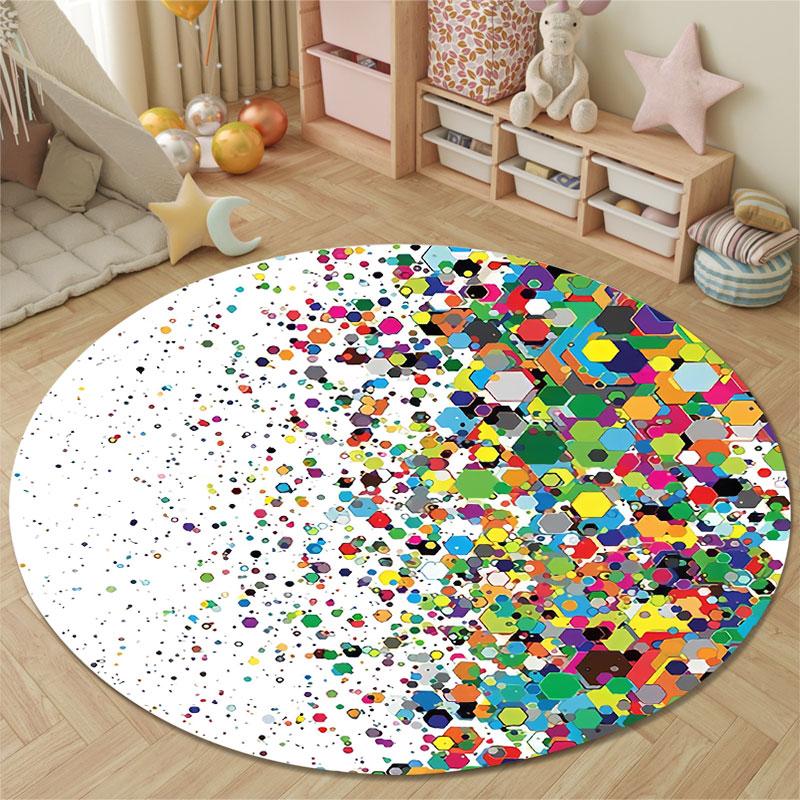 Boho Round Butterfly Multicolor Rug Mat, Non-Slip Floor Mat for Hallway