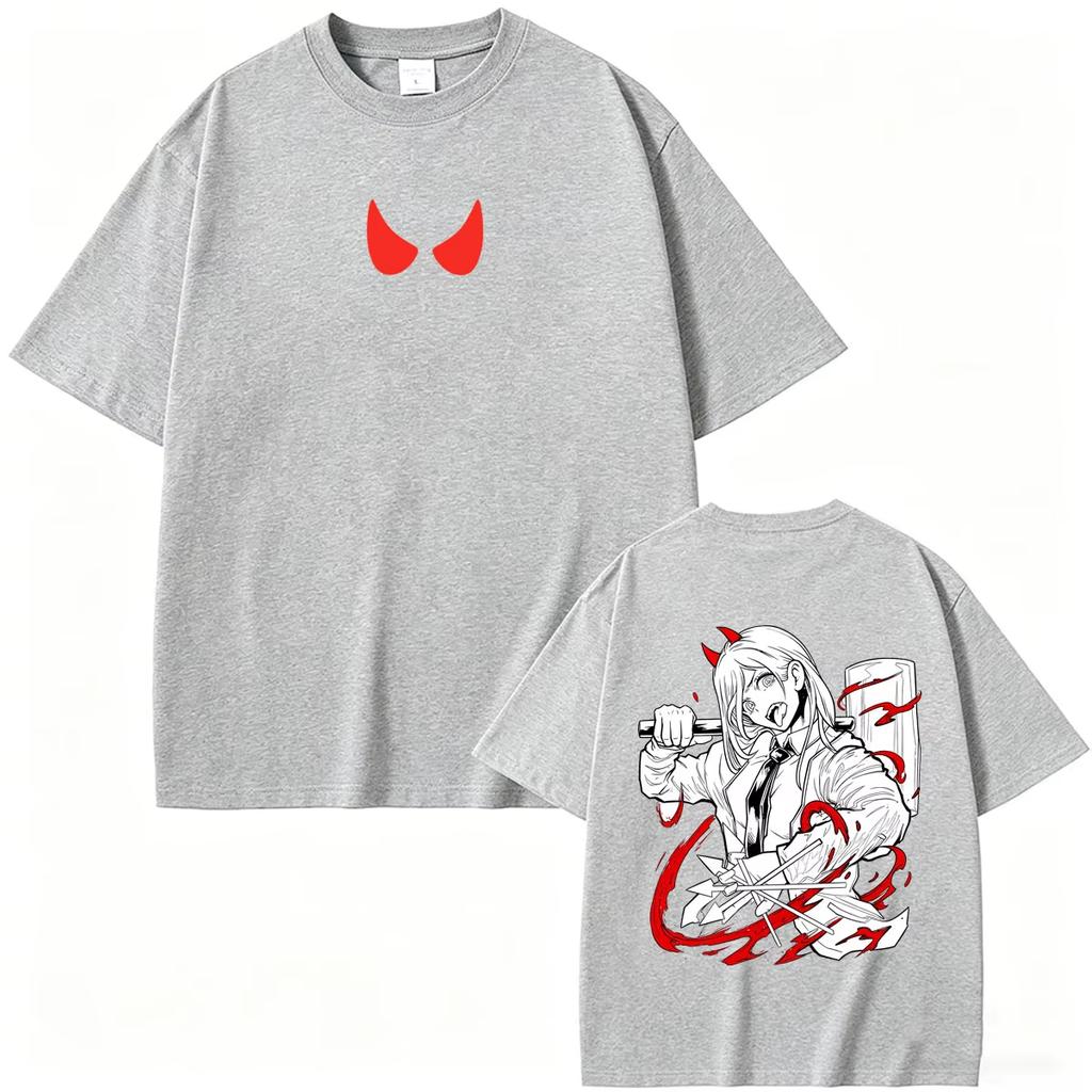 Chainsaw Man Anime Print T-Shirt, Vintage Cartoon Print Top, Unisex Summer T-Shirt, Cosplay Sleeve Men And Women Comfortable T-shirt