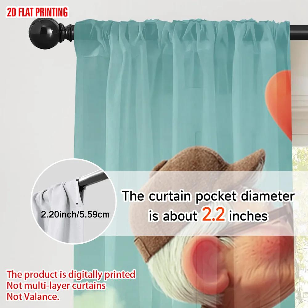 2pcs, plane printing Print Curtains Grandparents embrace1 Polyester (without rod) Room Decor for Kitchen, Bedroom & Living
