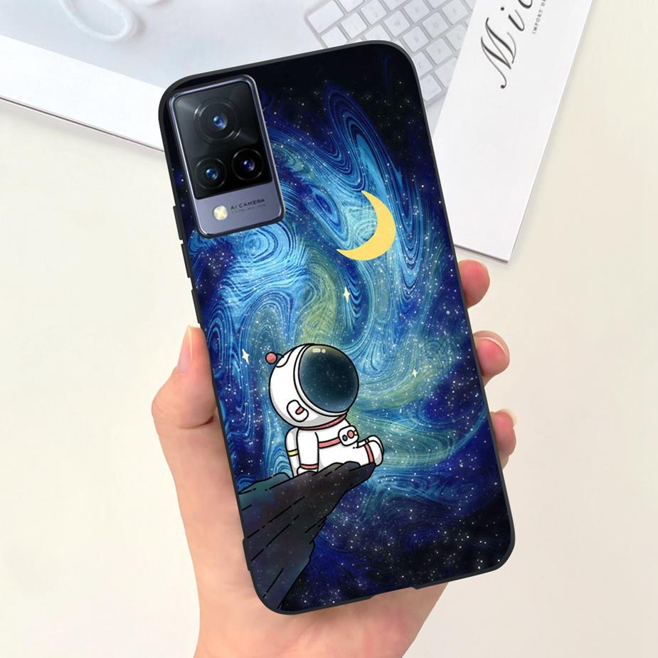 Для Vivo V21 4G Чехол V2066 V2108 Милый Мультяшный Динозавр Чехол Мягкий ТПУ Чехол для Телефона Для Vivo V21e V 21 e V2061 VivoV21 Fundas Coque