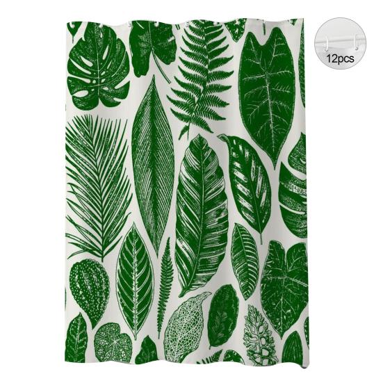 Водонепроницаемая занавеска для душа с крючками, изысканный узор, быстросохнущие растения, принт, занавеска для душа, украшение, принадлежности для ванной комнаты