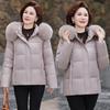 Premium Winter Hooded Short Down Jacket for Middle-aged and Elderly Women with Fox Fur Collar