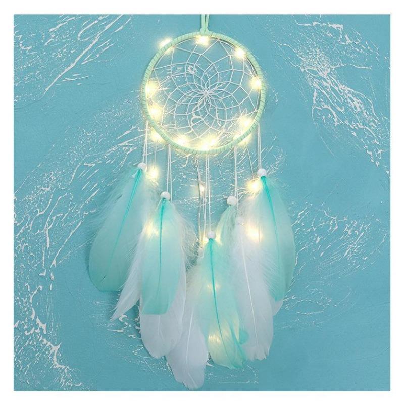 15 стилей Настенный ловец снов Светодиодный Ручной работы Перья Плетеные Колокольчики ветра Для украшения комнаты Подвесной Домашний Рождественский декор Постер