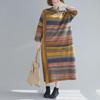 2023 Autumn Korean Style Loose Plus Size Irregular Stripe Long Sleeve Dress