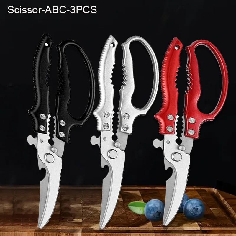 WXCOO Stainless Steel Kitchen Shears with Non-Slip Handle for Meat Cutting Turkey Fish Scale Barbecue Scissors5