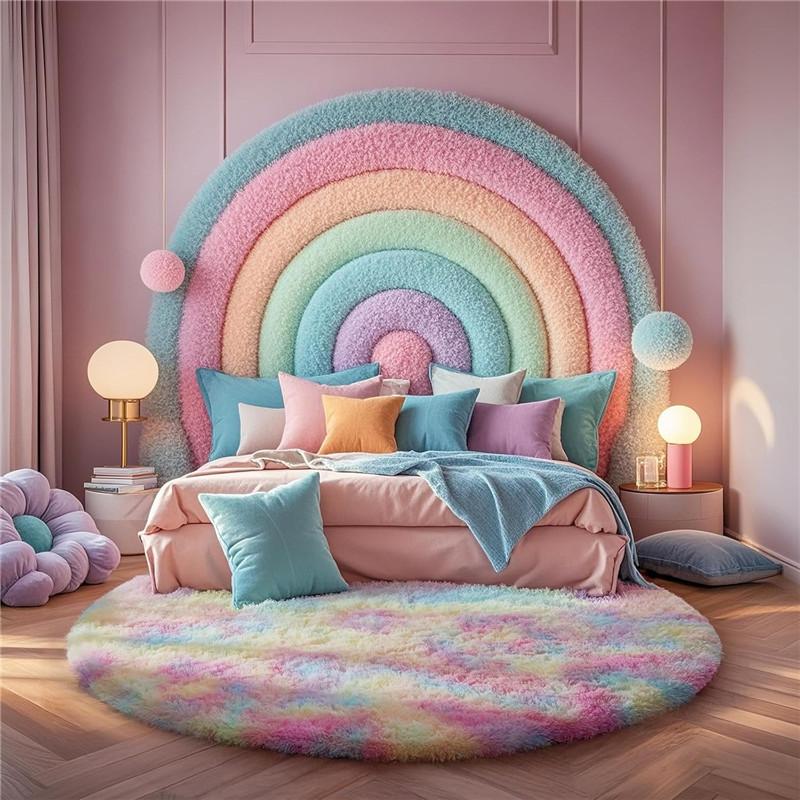 2x2m Super Soft Plush Round Rug Mat Fluffy White Carpets for Living Room Home Decor Bedroom Kid Room Decoration Salon Thick Pile Rug