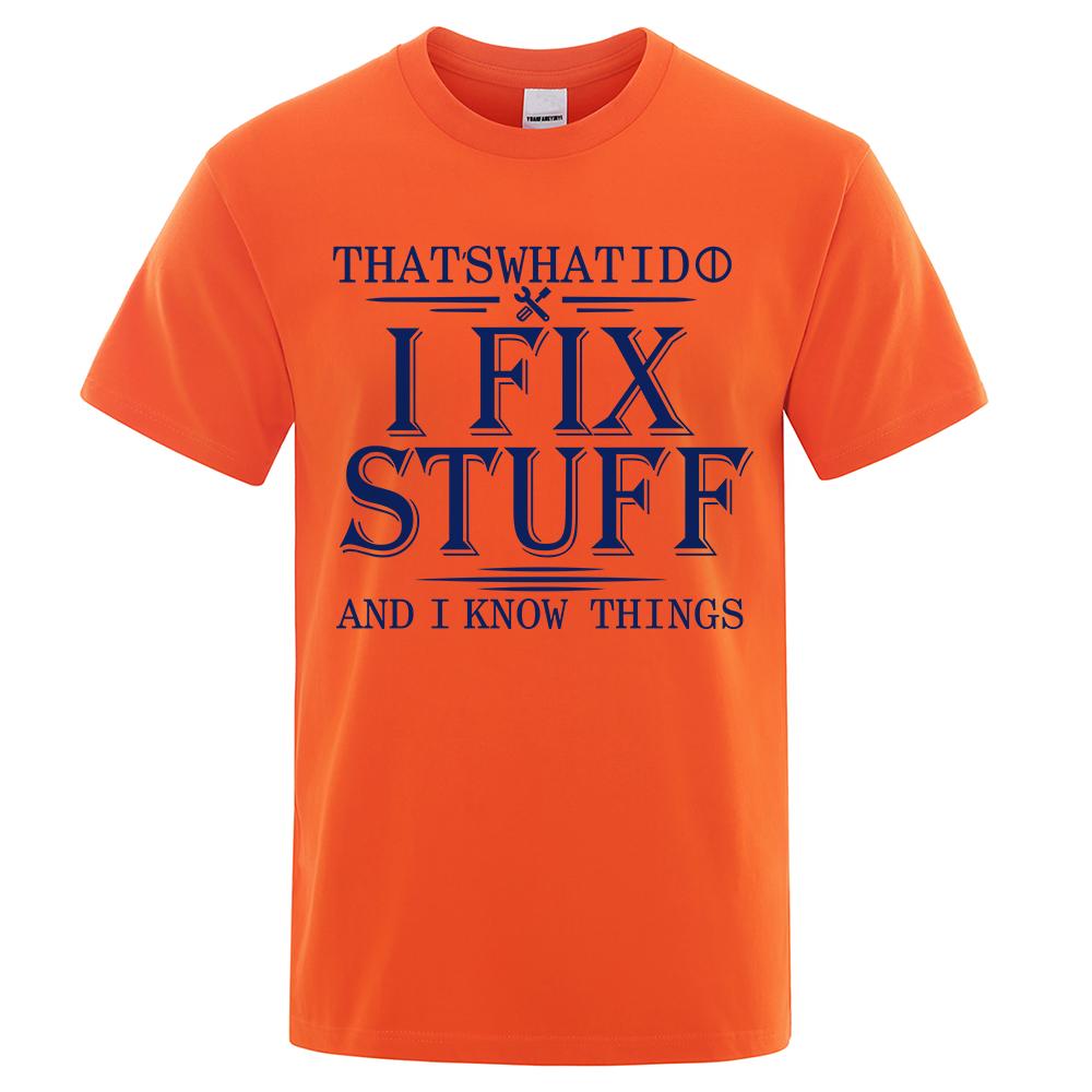 Футболка мужская женская дышащая с принтом «I Fix Stuff» повседневная в стиле ретро с короткими рукавами повседневная уличная одежда