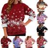 Women's Fashion Casual Long Sleeve Christmas Printed Round Neck Plus Velvet Thickened Sweatshirt