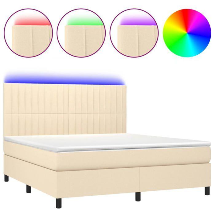 VidaXL Slatted Bed Base with Mattress and LED, Upholstered Bed, Double Bed, Adult Bed for Interior Bedroom, 3135058