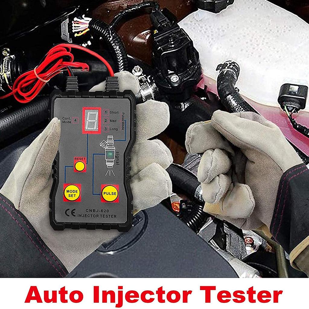 12V Fuel Injector Tester, Professional Ignition Pulse Tester, 4 Pluse Modes Powerful Fuel System Scan Tool Test Stuck/Leaking/Burnt-out Problem