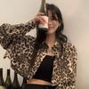 Весенне-осенний женский короткий наружный кардиган с леопардовым принтом, тонкие повседневные рубашки с длинными рукавами, топы