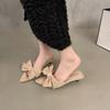 Low-heeled Pointed Fairy Style Small Sandals Apricot Women's Shoes Outerwear 2025 New Summer Bow French Temperament Sandals