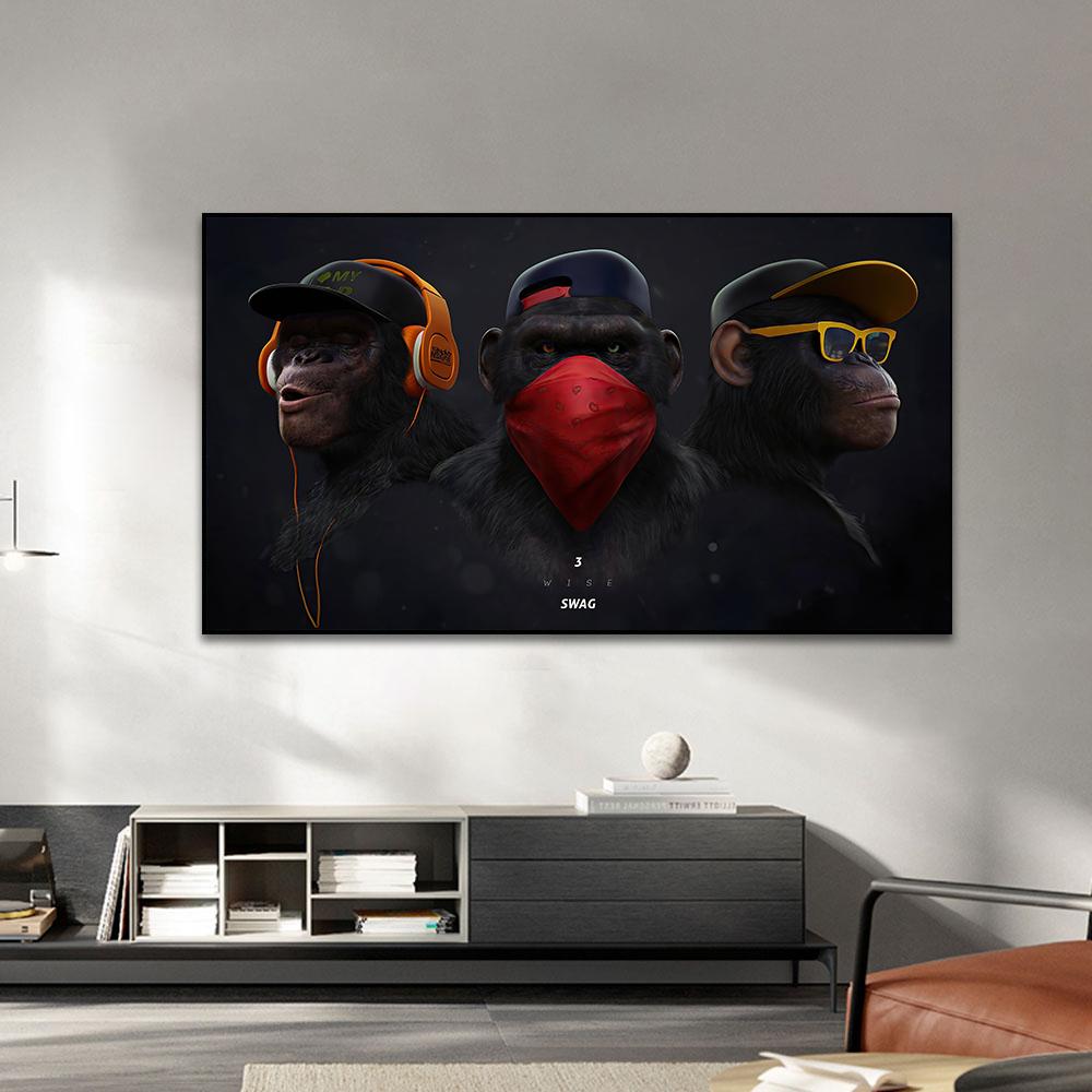 Canvas Art Printed Painting Cute Monkey Canvas Painting Posters and Prints Decorative Pictures Wall Art Picture for Living Room