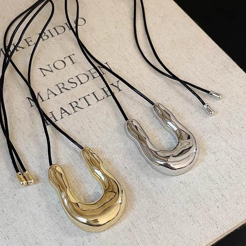 Ожерелье-подвеска в форме подковы из металла в форме буквы U - Женская роскошная длинная цепочка для свитера.