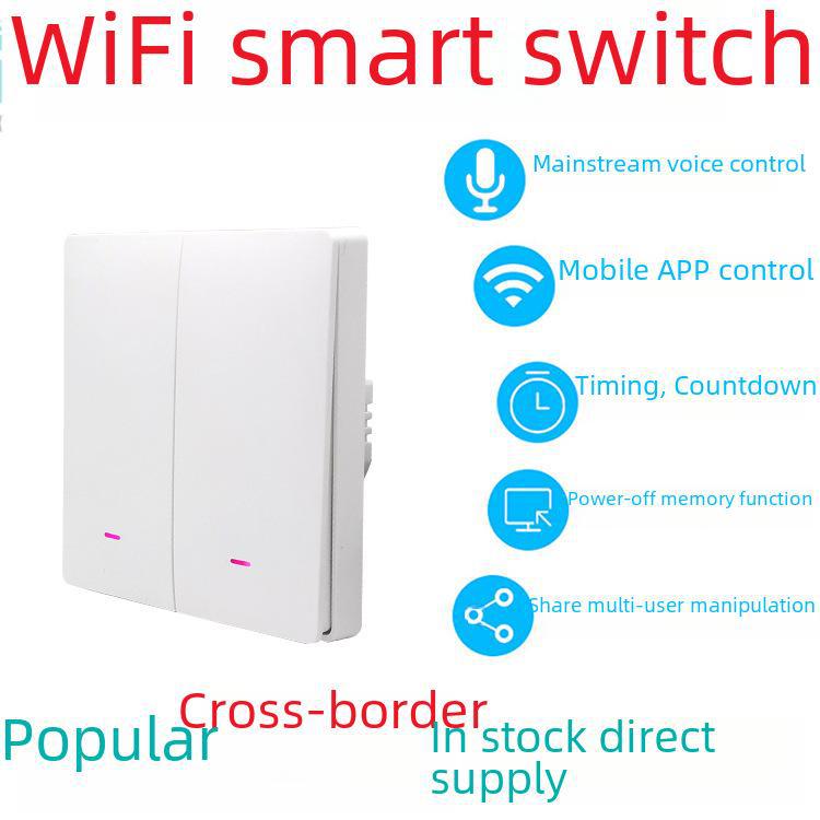 Умный WiFi-коммутатор Longspu 86-Type: Настенный выключатель с одним фазным/нейтральным проводом и совместимостью с граффити
