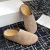 2025 Autumn New Thick-bottomed Row Wind One Pedal Flat-bottomed Lazy Boken Bag Head Half Slippers Women